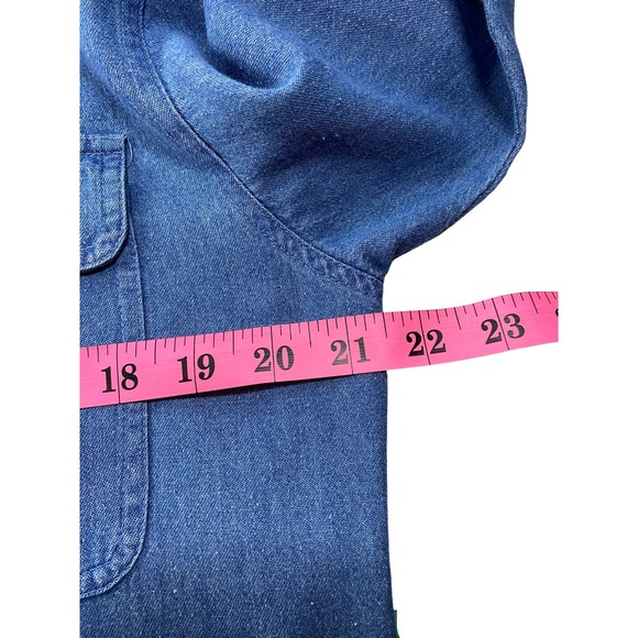 MAYA Mens Small Denim Long Sleeve Button Front Shirt Embroidered Breckenridge - Picture 6 of 8